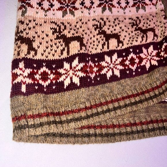 Tiara International Women Sweater Y2k Cabincore Fair-isle Zip - Picture 2 of 3